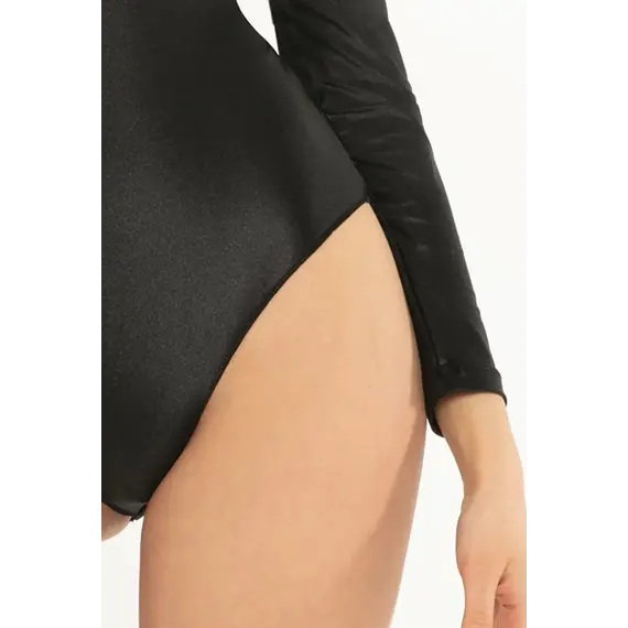 בגד גוף שחור מבריק עם שרוול ארוך BLACK BRILLANT GATTA, M, שחור, צבע: שחור,  מידה: M, 2 image