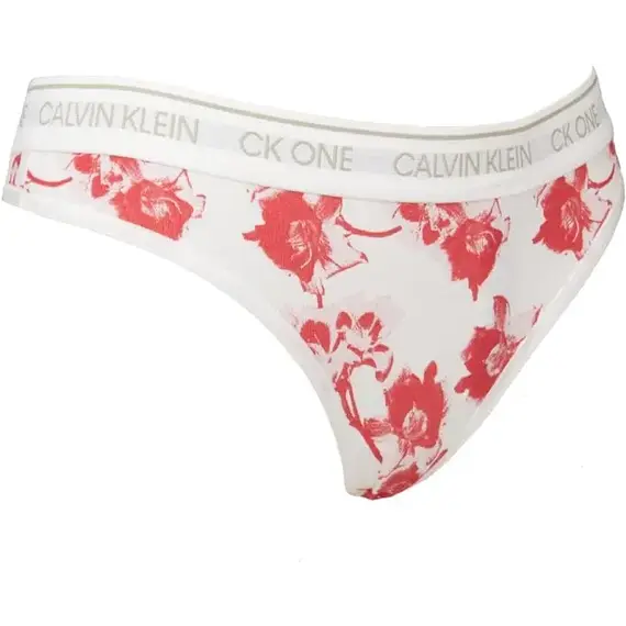 תחתון חוטיני פרחוני CK CALVIN KLEIN, לבן, S, צבע: לבן,  מידה: S, 2 image