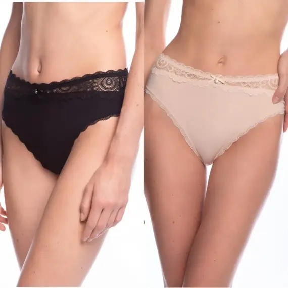 מארז של שתי תחתוני ביקיני ממודל MOD1563 LAMA , גוף/שחור, M, צבע:  גוף/שחור,  מידה: M