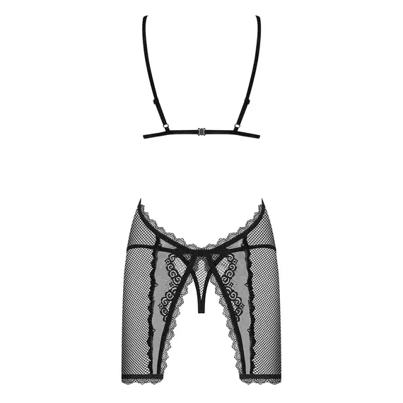 כותונת תחרה וחוטיני תואם MILLAGRO OBSESSIVE,S-M, שחור, צבע: שחור,  מידה: S-M, 3 image