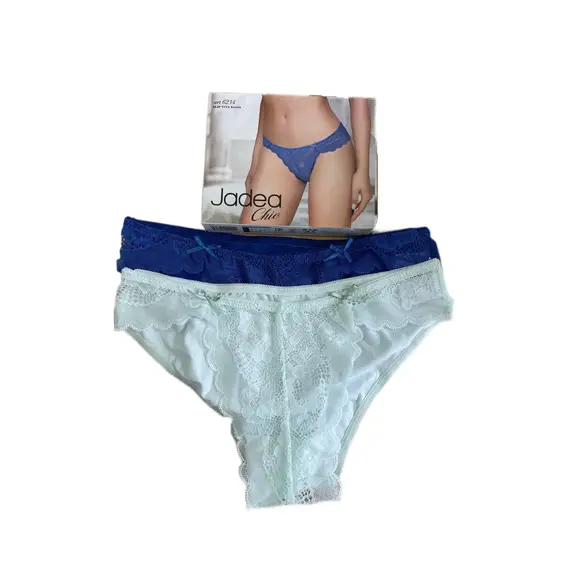 תחתון איטלקי מכותנה עם תחרה 6234 JADEA , S-2, טורקיז, צבע: טורקיז,  מידה: S-2