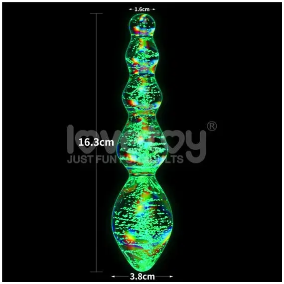דילדו זכוכית חרוזי, חושני, זוהר בחושך 16.3 ס"מ LOVETOY, זכוכית, 2 image