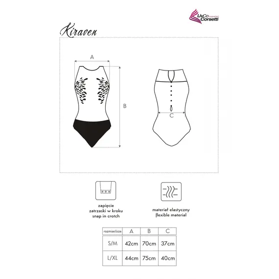 בגד גוף שקוף עם חלק התחתון אטום KIRAVEN LIVIA CORSETTI, שחור, S-L (ONE SIZE), 5 image