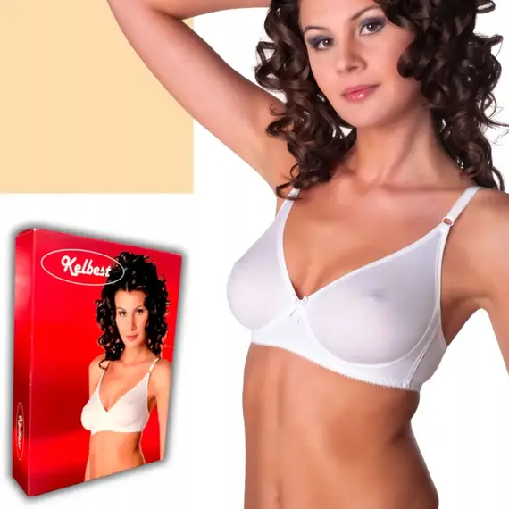 חזיית כותנה ללא ריפוד וללא עצם NATHALIE KELBEST, לבן, 70B, צבע: לבן,  מידה: 70B, 4 image