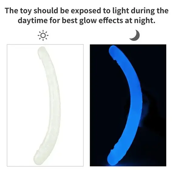 דילדו כפול, דמוי איבר מין גברי הזוהר בחושך 37 ס"מ LUMINO LOVETOY, אוף-וויט עם זוהר כחול, 2 image