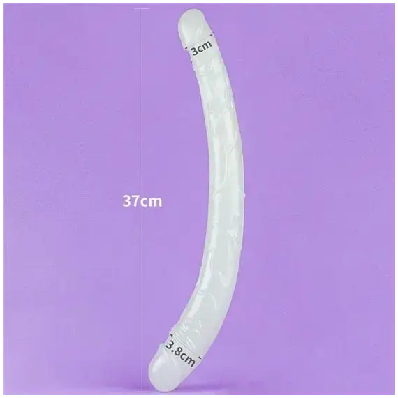 דילדו כפול, דמוי איבר מין גברי הזוהר בחושך 37 ס"מ LUMINO LOVETOY, אוף-וויט עם זוהר כחול, 3 image