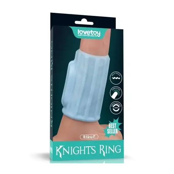 מאריך הפין טבעת אבירים, שרוול רטט עם במפר ממריץ לנקודת הג'י KNIGHTS RING LOVETOY, תכלת, 4 image