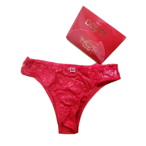 תחתון ברזילאי עם תכשיט אבנים 6109 אדום, JADEA , S, צבע: אדום,  מידה: S