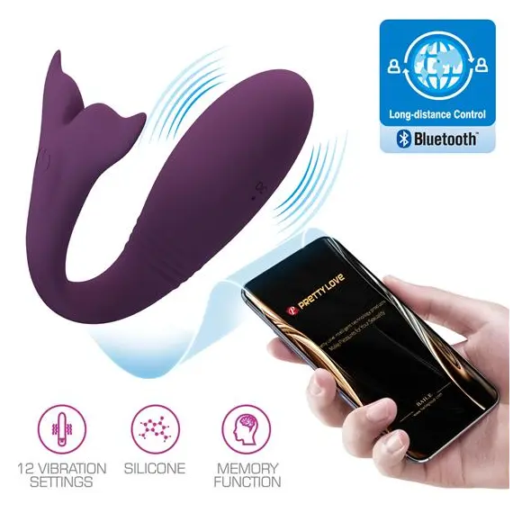 ביצת אהבה מסיליקון רפואי | USB עם 12 תוכניות רטט | אפליקציה | JAYLEEN PRETTY LOVE , סגול