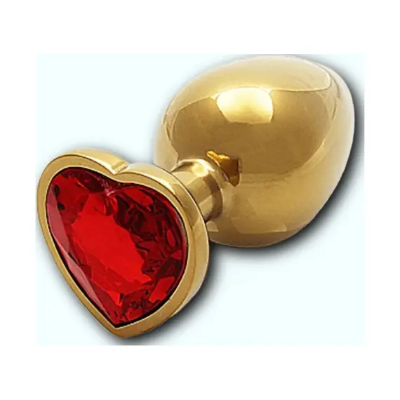 פלאג אנאלי קטן למתחילים בצורת לב | מתכת | מבריק עם אבן חן | 7 ס"מ TOYFA, אדום