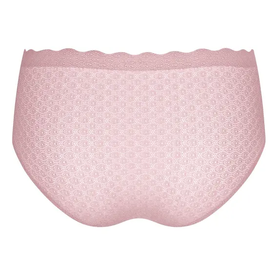 תחתון לנשים גבוה ללא תפר | ZERO Feel Lace Hight Waist Brief, ורוד ביבי, SLOGGI, XS, צבע: ורוד ביבי,  מידה: XS