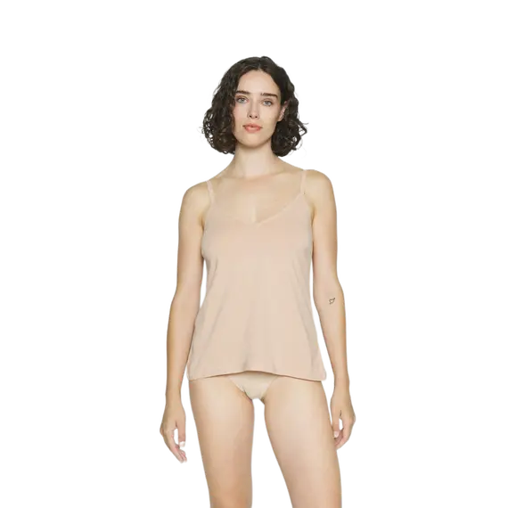 טופ | גופיית ספגטי כותנה | צווארון וי | סלוגי |  HAPPY COTTON  SPAGHETTI TOP