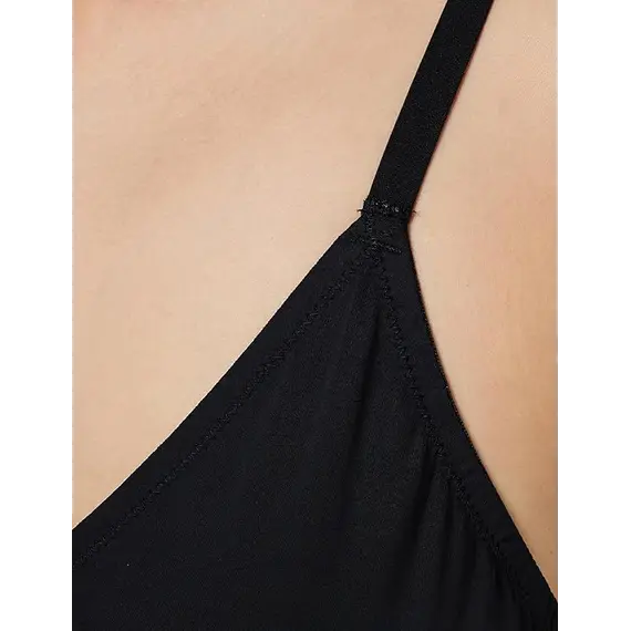 טופ | גופיית ספגטי סאטן לנשים של סלוגי | גזרה רחבה | HAPPY MICRO SPAGHETTI TOP, שחור, SLOGGI, S, צבע: שחור,  מידה: S