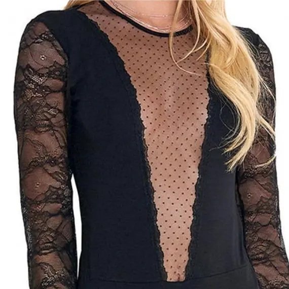 בגד גוף מכותנה עם שרוול ארוך DB866 JADEA , L, שחור, צבע: שחור,  מידה: L