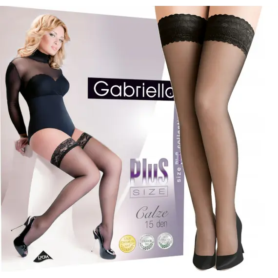 ירכונים עם סיליקון למידות גדולות | 15 דני​יר CALZE PLUS SIZE GABRIELLA, שחור, 5-6, צבע: שחור,  מידה: 5-6