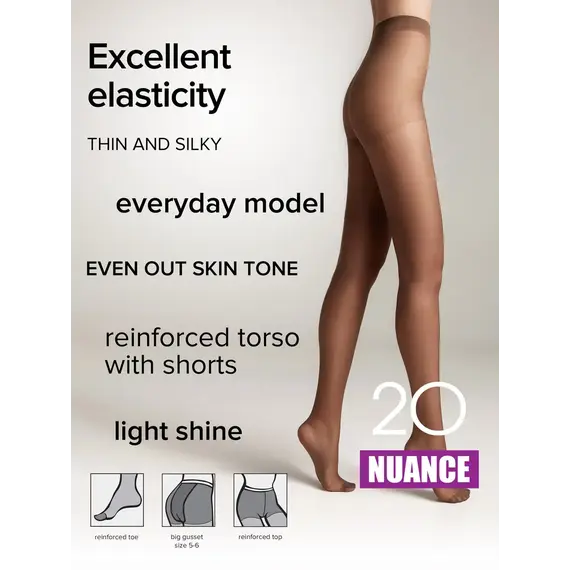 גרביון קלאסי עם דמוי מכנסון 20 דנייר Nuance CONTE, ברונזה, 2XL-6, צבע: ברונזה,  מידה: 2XL-6, 2 image