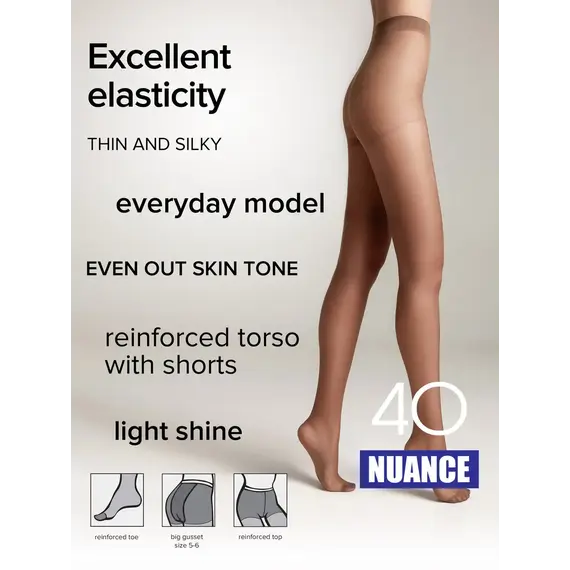 גרביון קלאסי עם דמוי מכנסון 40 דנייר Nuance CONTE, גוף, S-2, צבע: גוף,  מידה: S-2