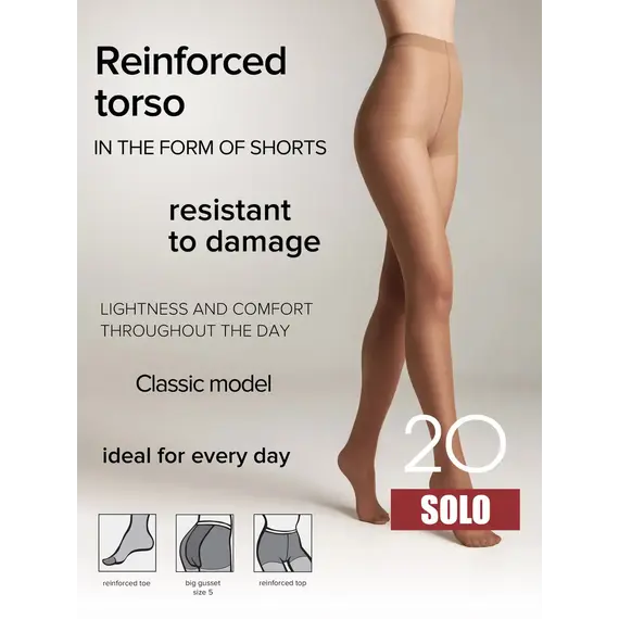 גרביון קלאסי עם מכנסון 20 דנייר Solo NATURAL