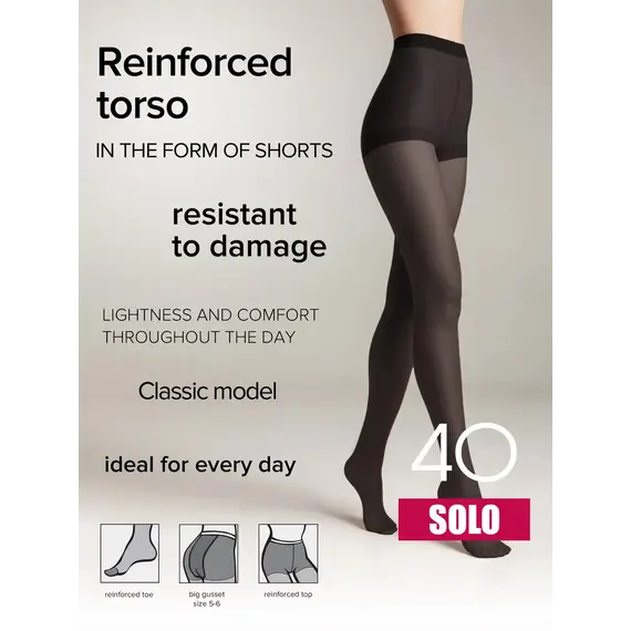 גרביון קלאסי עם מכנסון 40 דנייר Solo BLACK