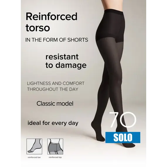 גרביון חצי מט 70 דנייר Solo CONTE, שחור, S-2, צבע: שחור,  מידה: S-2, 2 image