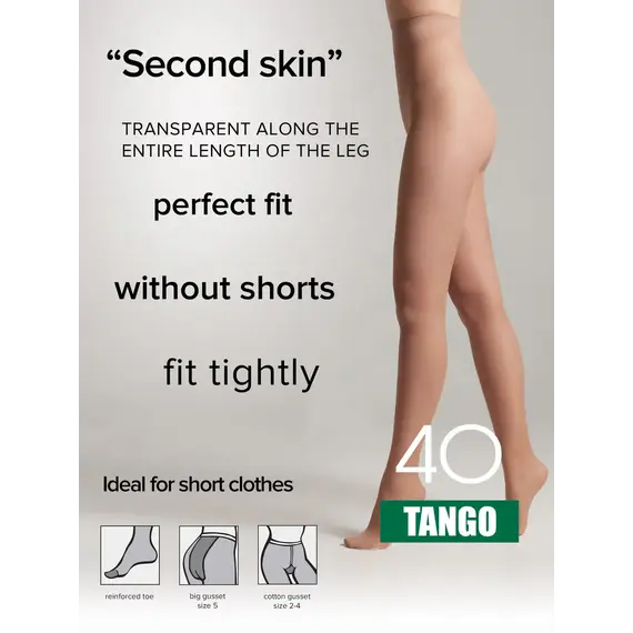 גרביון ללא מכנסיים קצרים עם אפקט "טאץ' סאטן" 40 דנייר Tango CONTE, ברונזה, XL-5, צבע: ברונזה,  מידה: XL-5
