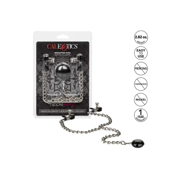 מהדקי פטמות | שרשרת ומשקל ייחודי | Nipple Play Weighted Disc Nipple Clamps, 3 image