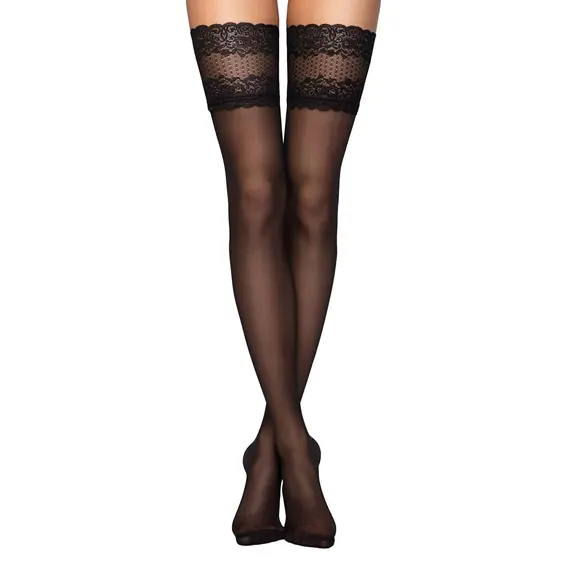 ירכונים נצמדים עם סיליקון ותחרה FLAME 20 DEN CONTE, שחור, M-L, צבע: שחור,  מידה: M-L