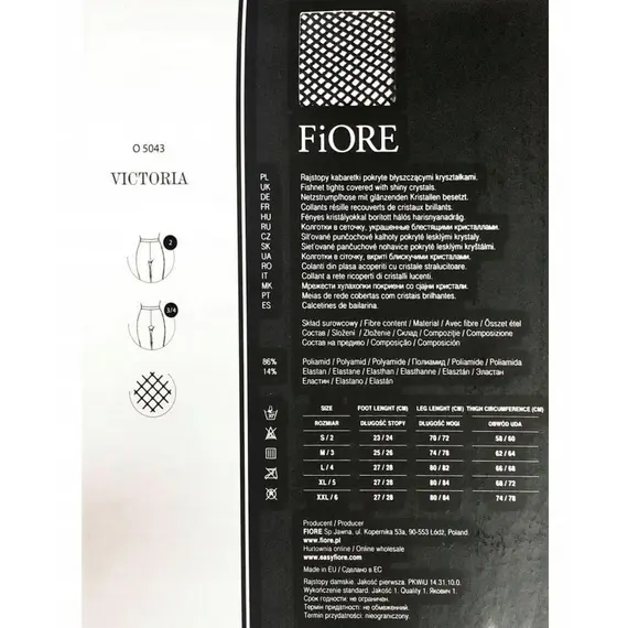 גרביון רשת מיוחד מעוטר בקריסטלים מבריקים | VICTORIA FIORE, שחור, 2, צבע: שחור,  מידה: 2