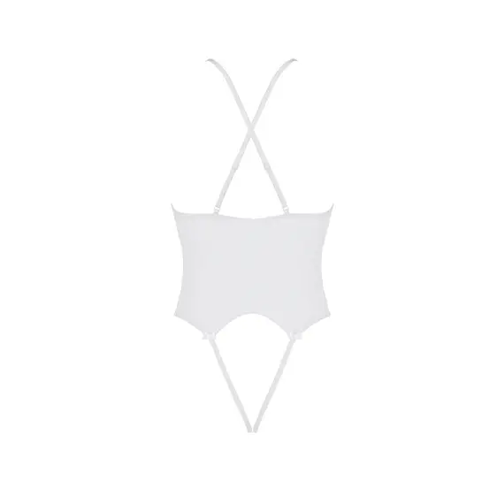 בגד גוף סקסי עם מפשעון פתוח ADELINA​ AVANUA, לבן, 2XL-3XL, צבע: לבן,  מידה: 2XL-3XL, 3 image