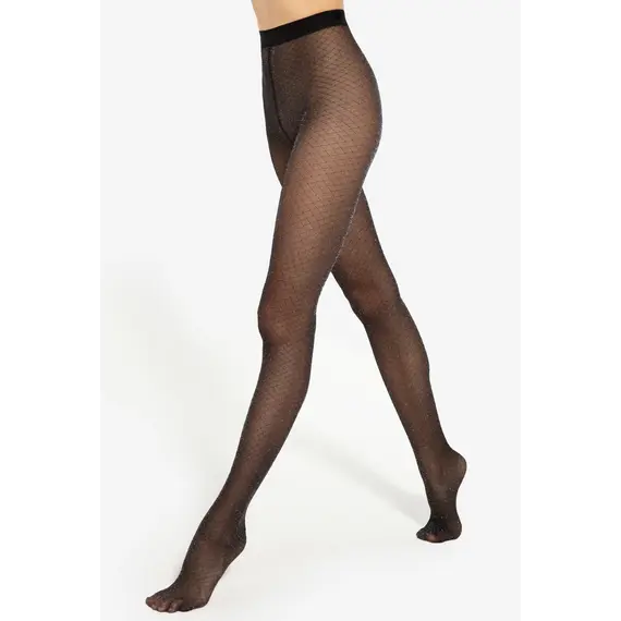 גרביונים מדוגמים עם לורקס 20 דנייר | SILVER PARTY WZ.15 GATTA, שחור, 3, צבע: שחור,  מידה: 3, 4 image