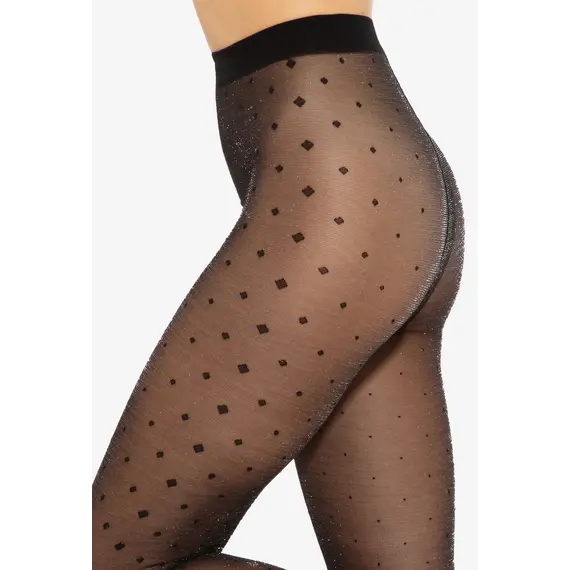 גרביונים מדוגמים עם לורקס 20 דנייר | SILVER PARTY WZ.14 GATTA, שחור, 2, צבע: שחור,  מידה: 2, 4 image