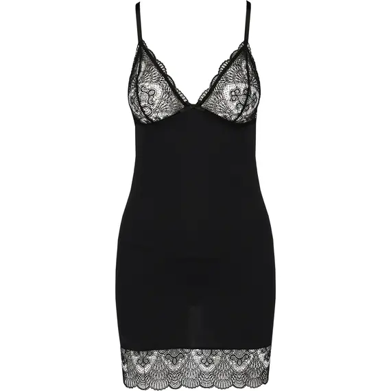 כותונת סאטן עם חוטיני תואם ALINA CHEMISE CASMIR, שחור, S-M, צבע: שחור,  מידה: S-M