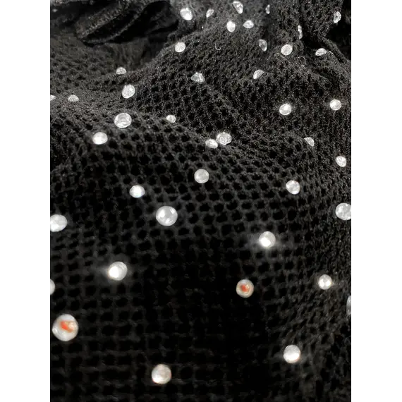 גרביון רשת מיוחד מעוטר בקריסטלים מבריקים | VICTORIA FIORE, שחור, 2, צבע: שחור,  מידה: 2, 4 image