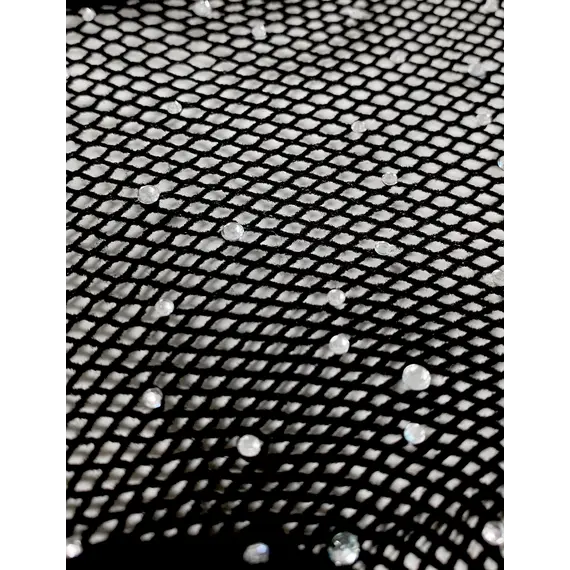 גרביון רשת מיוחד מעוטר בקריסטלים מבריקים | VICTORIA FIORE, שחור, 2, צבע: שחור,  מידה: 2, 2 image