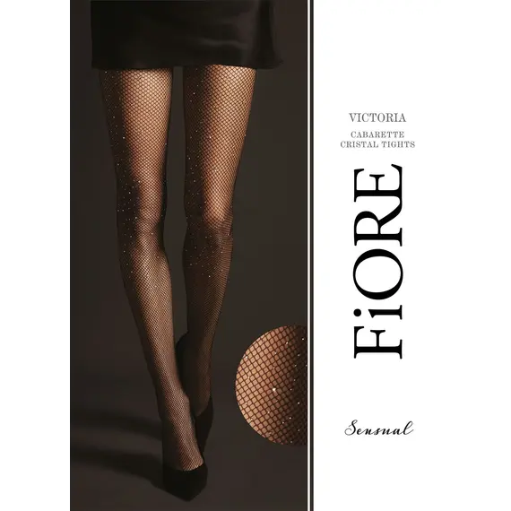 גרביון רשת מיוחד מעוטר בקריסטלים מבריקים | VICTORIA