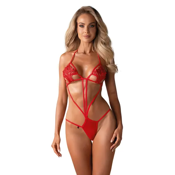 בגד גוף סקסי LUIZA OBSESSIVE, אדום, S-M, צבע: אדום,  מידה: S-M