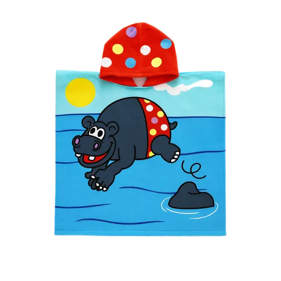 מגבת פונצ'ו עם כובע 100% כותנה LE COMPTOIR DE LA PLAGE, ONE SIZE,, צבע אביזרים: Hippo,  מידה: ONE SIZE