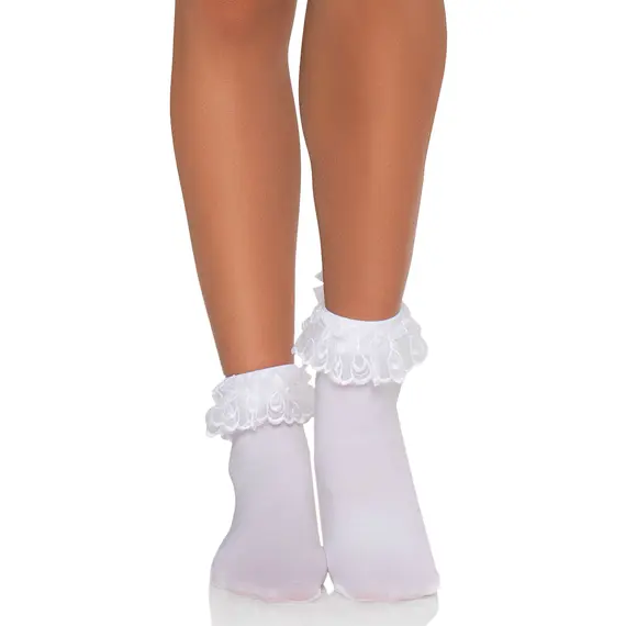 גרבי תחרה עם פפיון 3029 LEG AVENUE, לבן, ONE SIZE, צבע: לבן,  מידה: ONE SIZE, 3 image