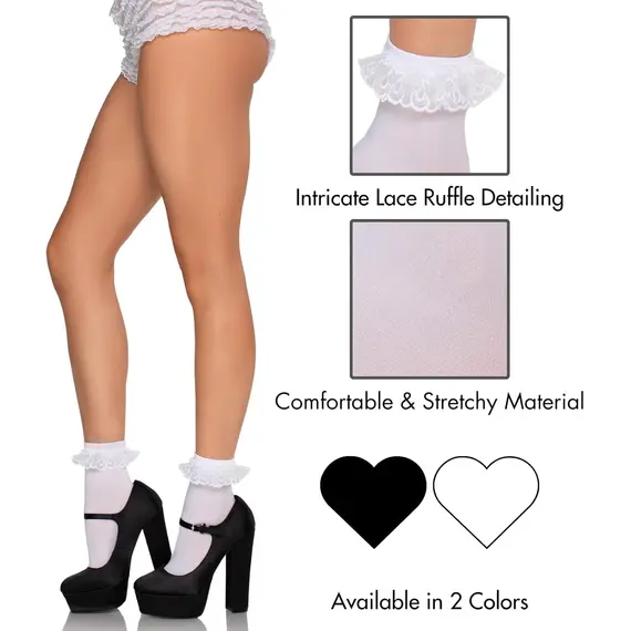 גרביים נשפכות תחרה 3013 LEG AVENUE, שחור, ONE SIZE, צבע: שחור,  מידה: ONE SIZE, 3 image