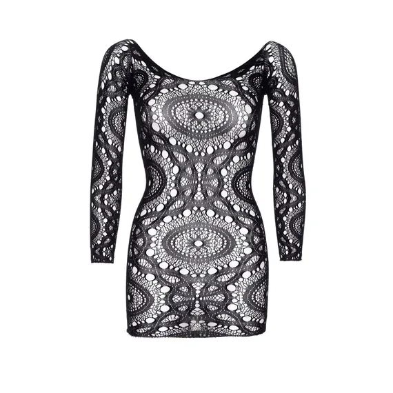 שמלת רשת קצרה עם שרוול ארוך 86794 LEG AVENUE, שחור, S-L (ONE SIZE), צבע: שחור,  מידה: S-L (ONE SIZE), 6 image