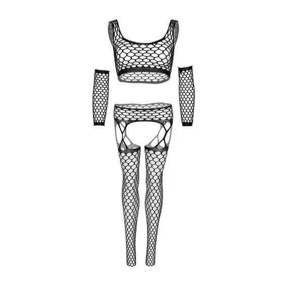 סט סקסי | טופ,​ביריות​ עם ירכונים​ וכפפות | 89301 LEG AVENUE, ורוד פוקסיה, S-L (ONE SIZE), 19 image