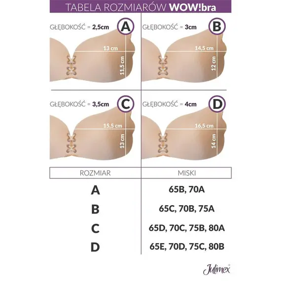 חזיית סיליקון נדבקת עם שרוכים | WOW Bra JULIMEX, גוף, A, צבע: גוף,  מידה: A, 6 image