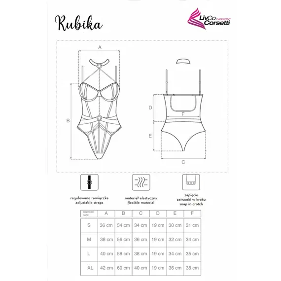 בגד גוף סקסי RUBIKA LIVIA CORSETTI, שחור, S, צבע: שחור,  מידה: S, 6 image