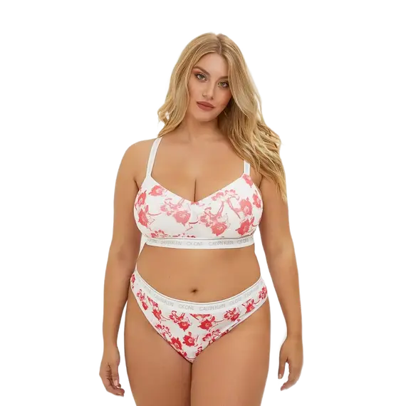 תחתון חוטיני מכותנה קלווין קליין | פרינט של פרחים | QP3022O CALVIN KLEIN, לבן, XL, צבע: לבן,  מידה: XL