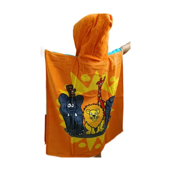 מגבת פונצ'ו עם כובע 100% כותנה | LE COMPTOIR DE LA PLAGE, ONE SIZE, פרינט, צבע אביזרים: Jungle,  מידה: ONE SIZE, 2 image