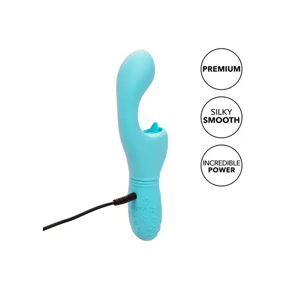 ויברטור עם מלקק | 10 תוכניות רטט | CALEXOTICS, כחול, צבע: כחול, 4 image