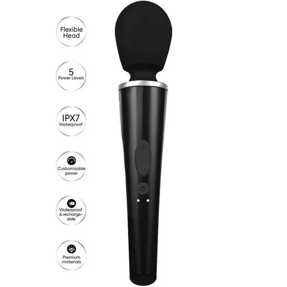 ויברטו מגיק וונד סופר עוצמתי ונטען | 25 ס"מ | Wand Massager​ SCALA, שחור, צבע: שחור, 7 image