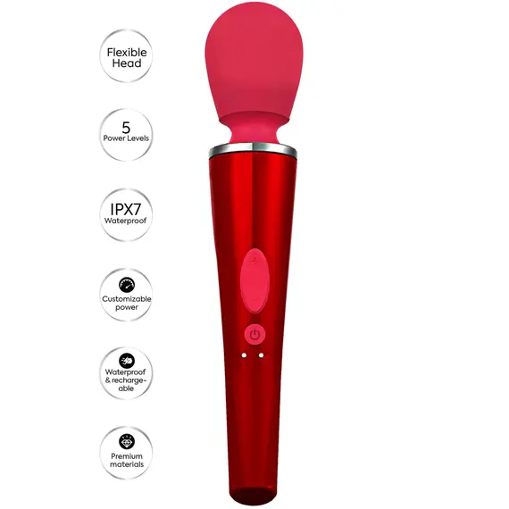 ויברטו מגיק וונד סופר עוצמתי ונטען | 25 ס"מ | Wand Massager​ SCALA, אדום, צבע: אדום, 6 image