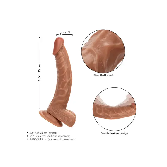 דילדו ריאליסטי | נצמד | מתאים לסטרפאון | אורך 24 ס"מ | Working The Personal Trainer | CALEXOTICS, חום, 3 image