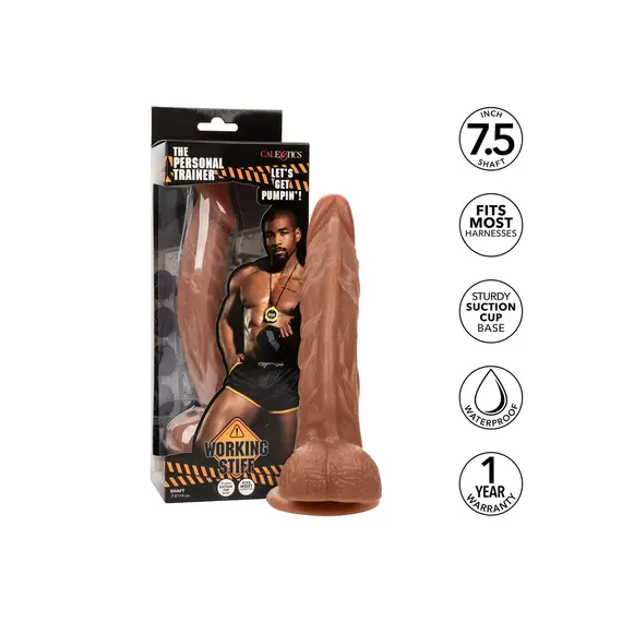 דילדו ריאליסטי | נצמד | מתאים לסטרפאון | אורך 24 ס"מ | Working The Personal Trainer | CALEXOTICS, חום, 4 image